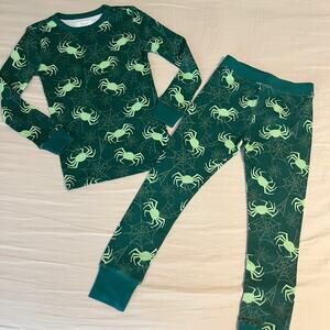 NWT J. Crew Factory Green Spider Print Long Sleeve Pajama Set Size 6
